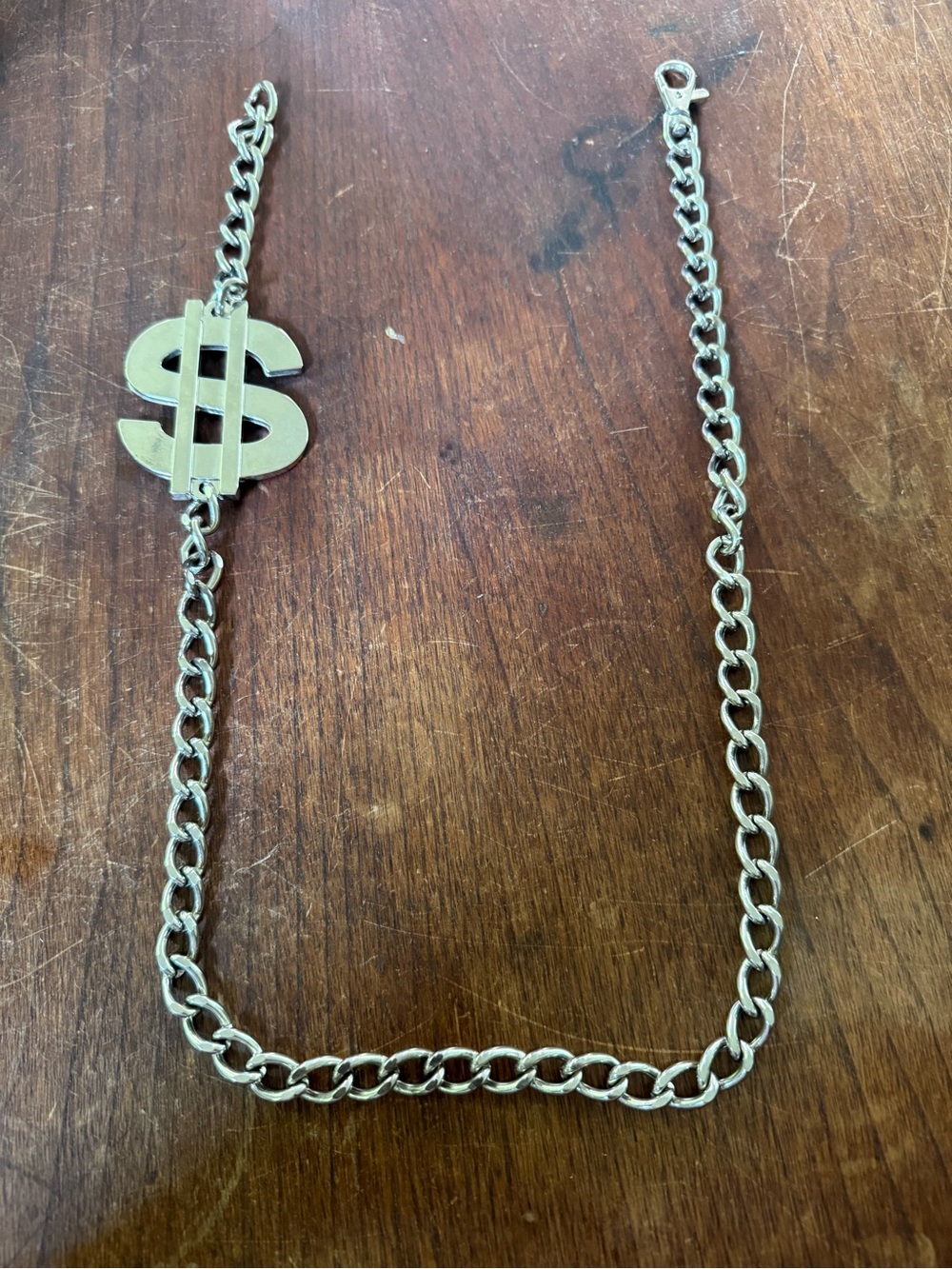 Vintage Dollar Sign Chain in Silver Tone Men’s Women’s Streetwear Accessory